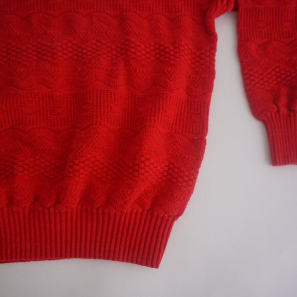 VTG 80s Spotlite Red 3D Eclectic Biggie Cosby Chunky Knit Crewneck Sweater XL - Picture 5 of 9